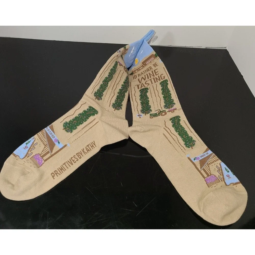 Primitives by Kathy Novelty Socks‎ for Women - I'd Rather Be Wine Tasting - NEW